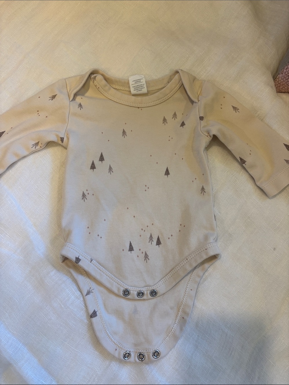 Colored Organics Cream One-Piece Bodysuit with Brown Tree Print